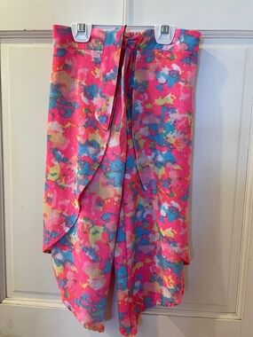 Girls 7/8 Pink Multicolor wrap style pants
